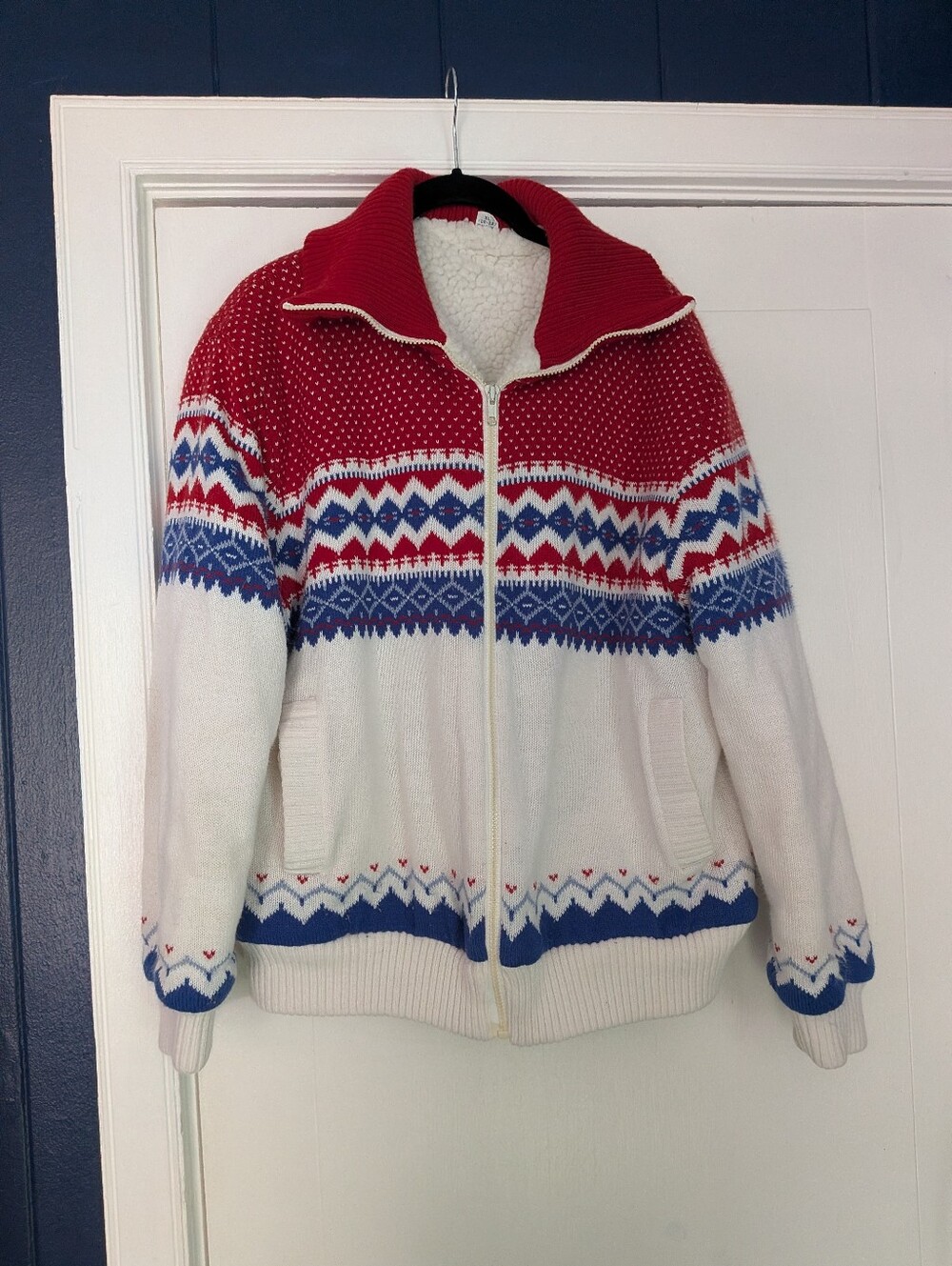 Vintage Made In Korean Fair Isle Zip-Up Nordic Sweater